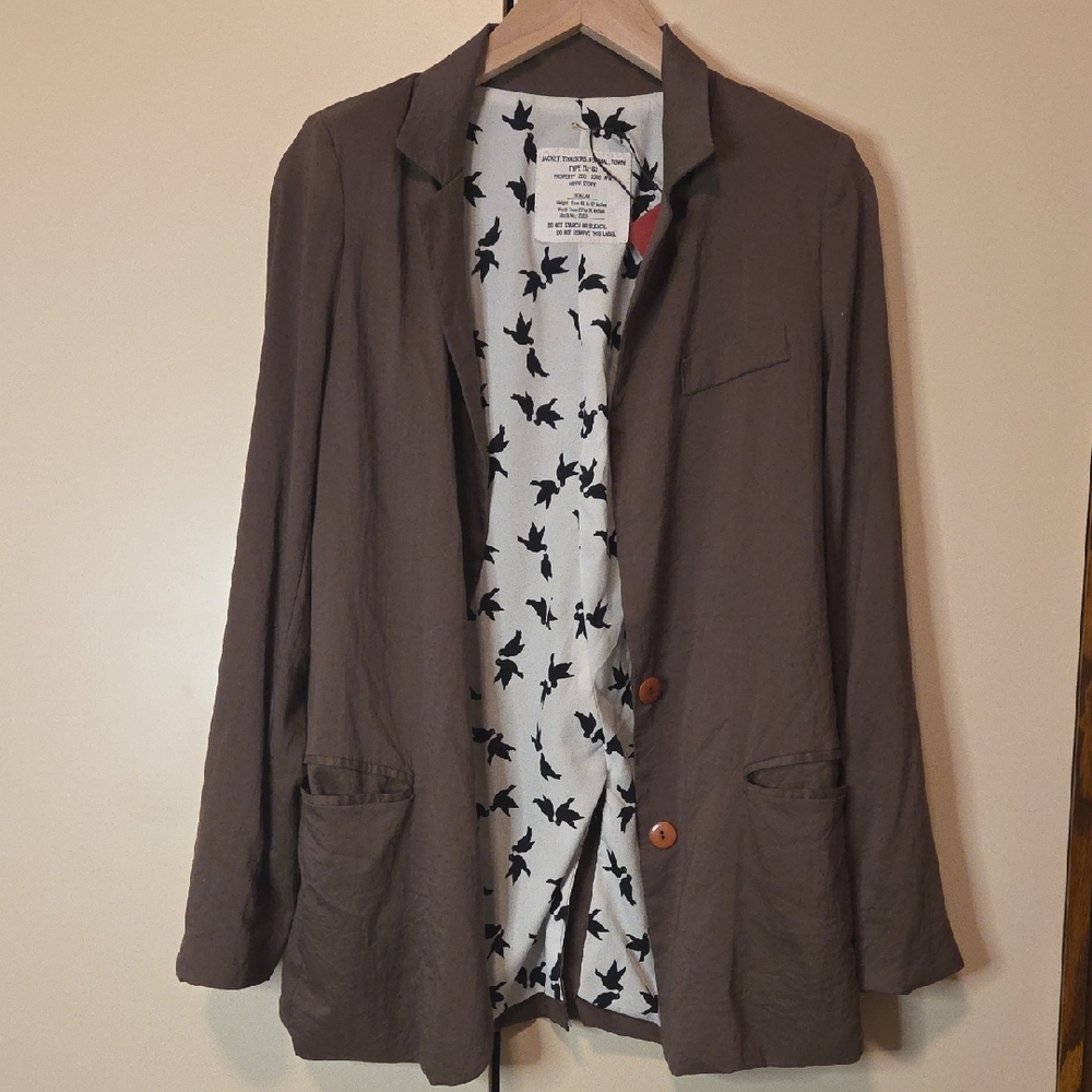 Vintage Blazer with Bird Print Lining